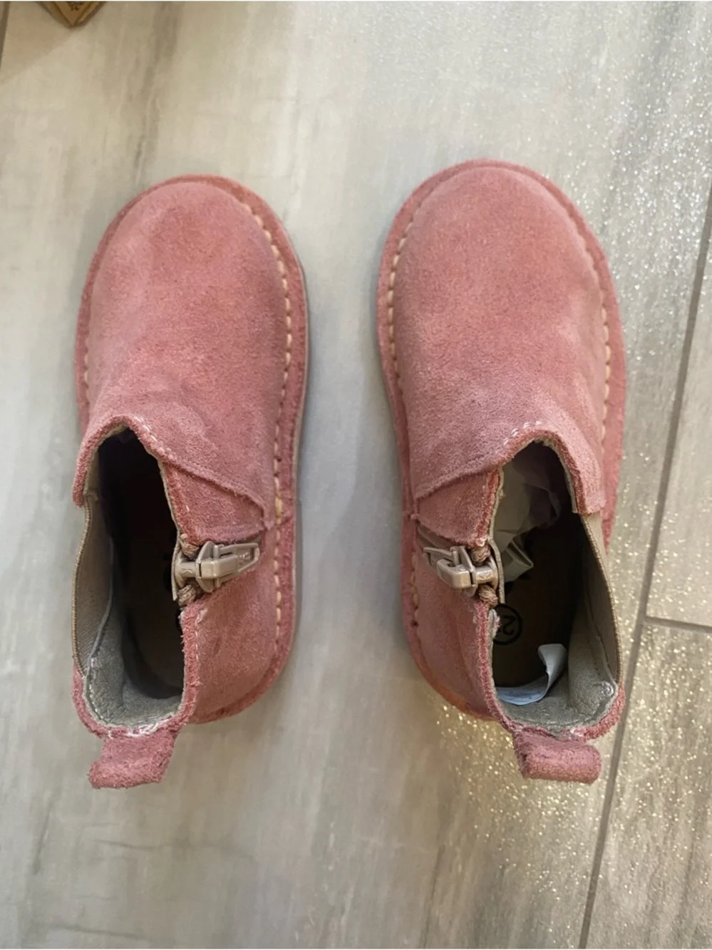 NWT Cienta Classic Light Pink Suede Leather Zip-Up Round Toe Boot toddler 6